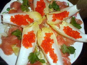 Salade d endives au saumon fumé et oeufs de saumon