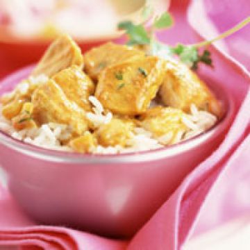 Curry de poulet au riz basmati