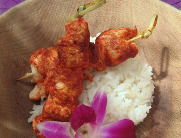 Les brochettes de poulet tandoori et ses aubergines grillées - Recettes