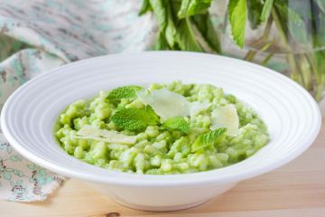 Risotto de petits pois à la menthe