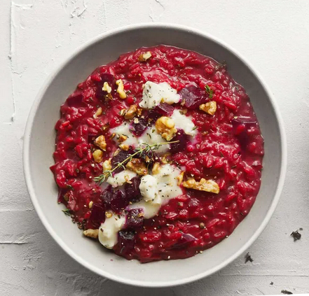 Risotto à la betterave rouge avec gorgonzola