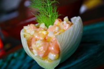 Tartare saumon, mangue et fenouil