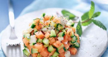 Tartare de melon, feta, concombre et menthe