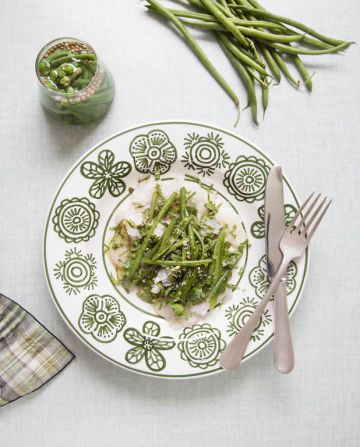 Carpaccio de cabillaud-haricots verts