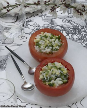 Tomates farcies aux courgettes et au crabe