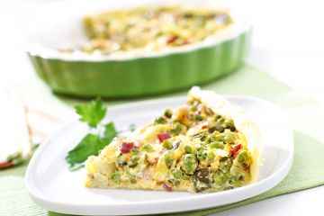 Quiche aux petits pois et jambon fumé