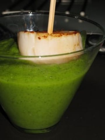 Gaspacho de courgettes et sa noix de Saint-Jacques