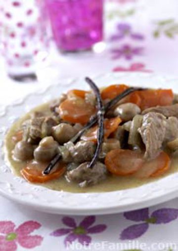 Blanquette de veau à la vanille et aux champignons de Paris