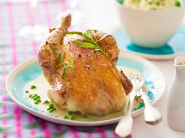 Poulet à l'estragon et son risotto aux petits pois