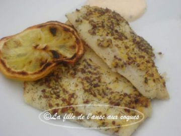 Filet de sole en croûte de moutarde à l'ancienne, au citron