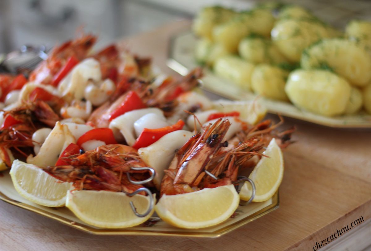 Brochettes de la mer à la plancha ou au gril (plancha)