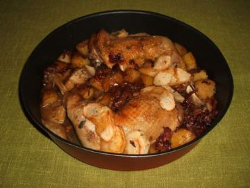 Poulet aux deux pommes