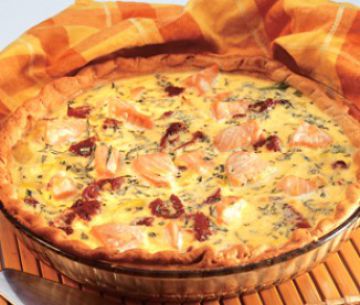 Quiche saumon poireaux et tomates confites