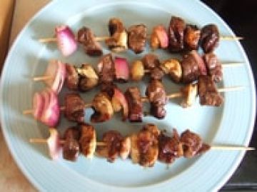 Brochettes de canard sucré salé