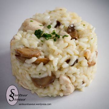 Risotto au poulet et aux champignons