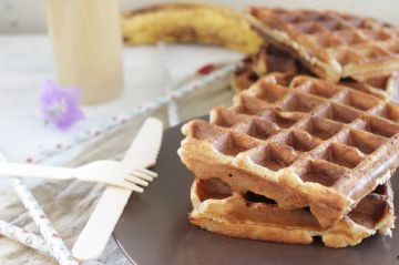 Gaufre à la banane, sans sucre ni beurre, ni gluten