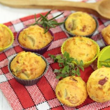 Petits cakes ronds au chèvre et aux lardons