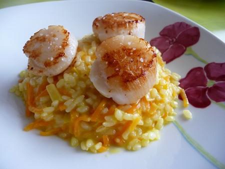 Risotto poireaux noix de Saint Jacques