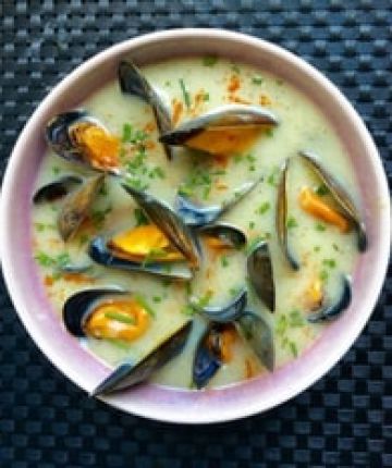 Velouté de panais, topinambours et moules 