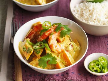 Curry de crevettes à la courge butternut