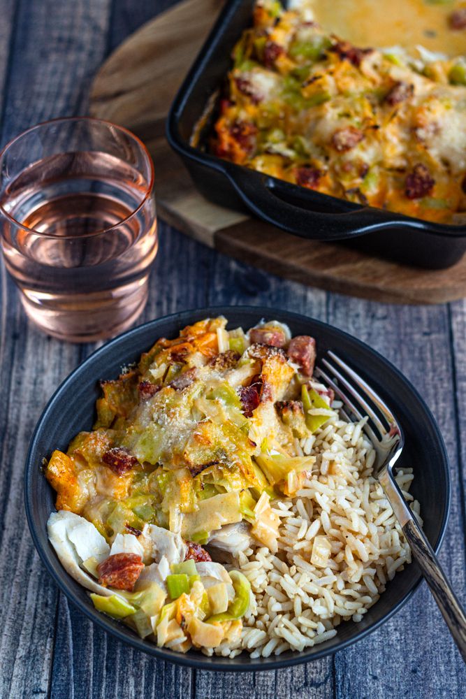 Gratin de cabillaud aux poireaux et chorizo