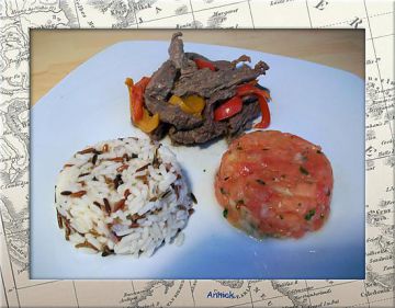 Boeuf au miel-poivrons & tartare de tomates