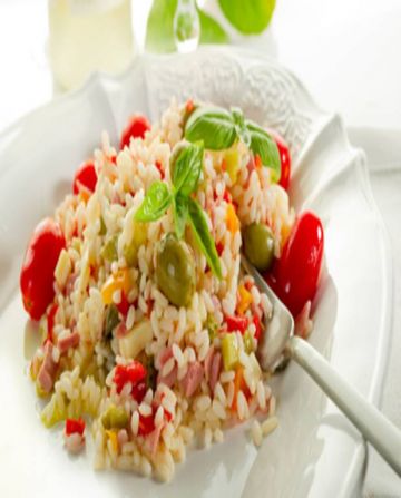 Salade riz et jambon