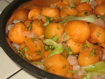 Salade de melon et crevettes flambées au Pastis