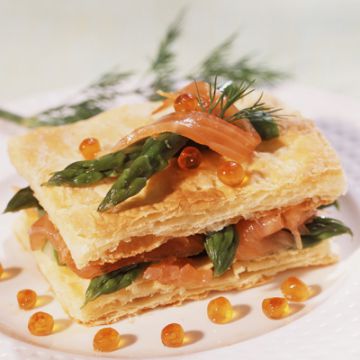 Mille-feuilles asperges et saumon