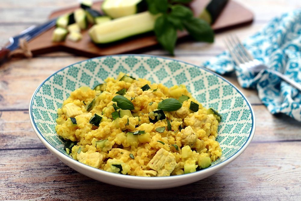 Boulgour façon risotto à la dinde et courgettes