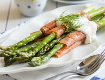 Roulades de saumon aux asperges et au chèvre