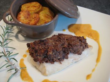 Dos de cabillaud en croûte de tapenade