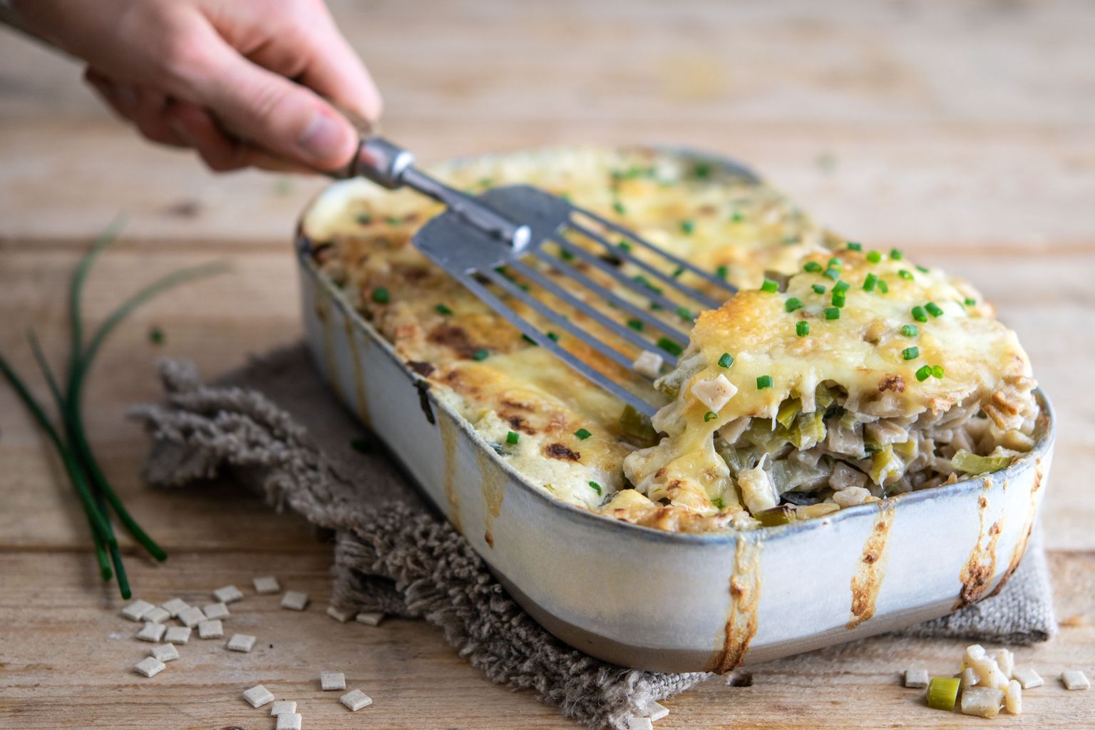 Croziflette (crozets au poireau, à la poitrine fumée et à la raclette)