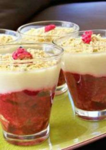 Panna-cotta de chocolat blanc aux framboises et spéculoos