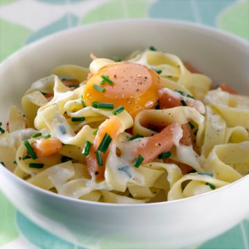 Pâtes à la carbonara au saumon, facile