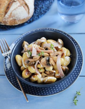 Gnocchis à Poêler Fromage au Jambon et Champignons