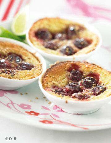 Clafoutis métissé aux cerises de France, au lait de coco et zeste de citron vert pour 6 personnes  Elle à Table