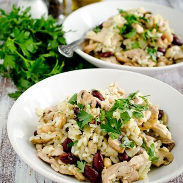 Salade de riz au poulet et haricots rouges