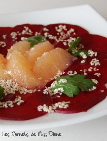 Carpaccio de betterave et pamplemousse rose