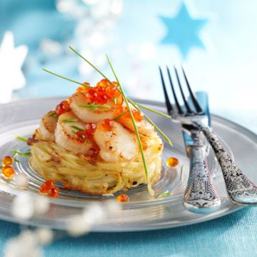 Galettes de pommes de terre aux Saint-Jacques