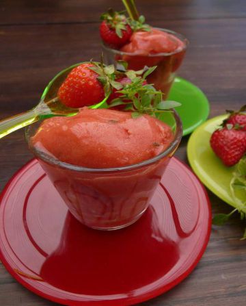 Sorbet à la tomate et à la fraise