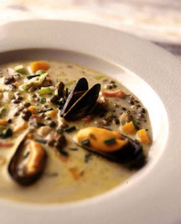 Soupe de moules aux lentilles