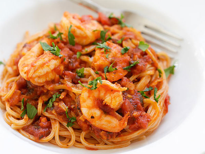 Spaghettis aux crevettes et à l’ail au Thermomix