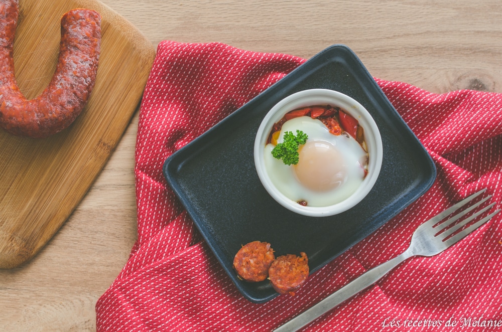 oeuf cocotte poivrons chorizo