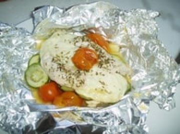 Papillote d'escalopes de poulet aux chavignol