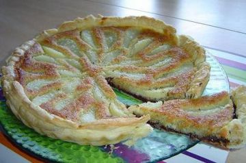 Tarte poires-amandes coco chocolat