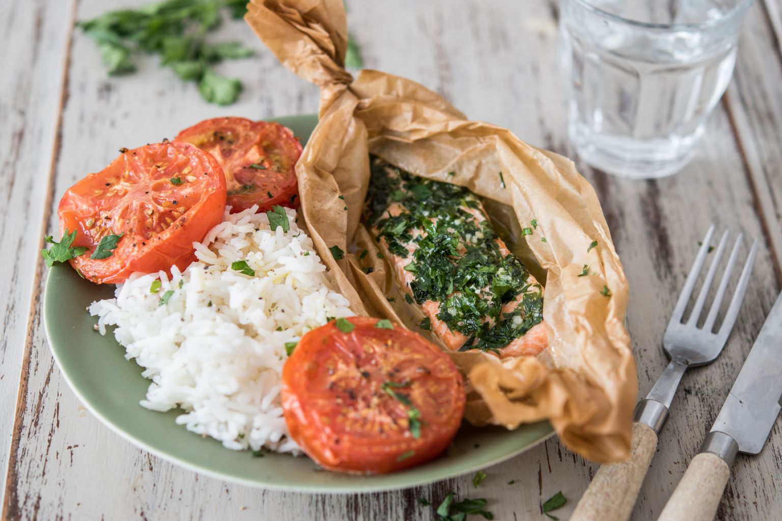 Papillote de saumon en persillade