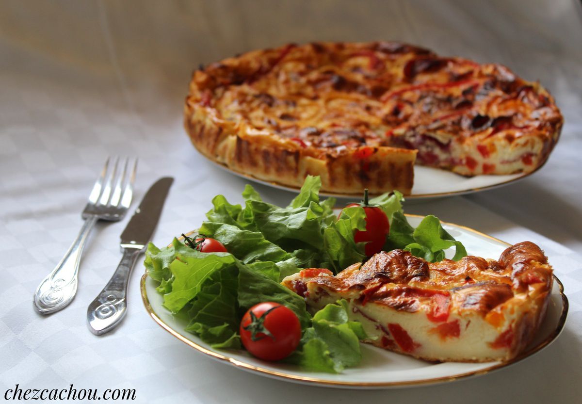 Quiche light sans pâte aux poivrons, bœuf séché et St Môret