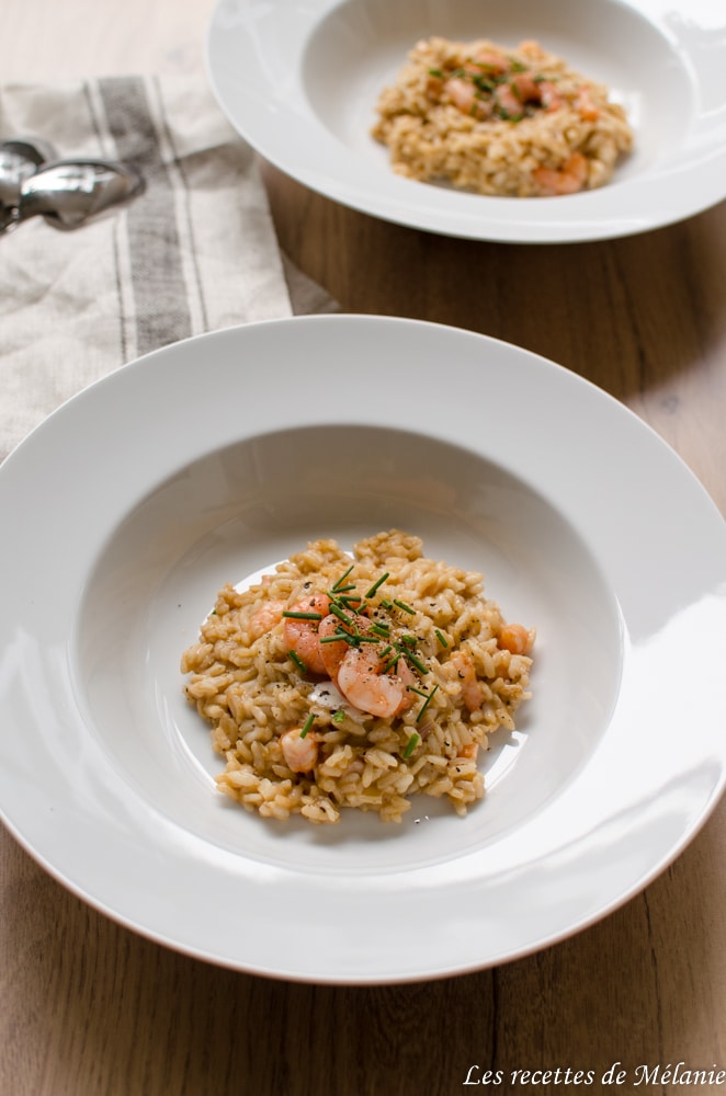 Risotto à la bisque de homard et crevettes