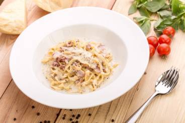 Tagliatelle carbonara au lard fumé,